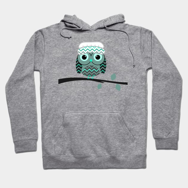 Cute owl on a branch Hoodie by CocoDes